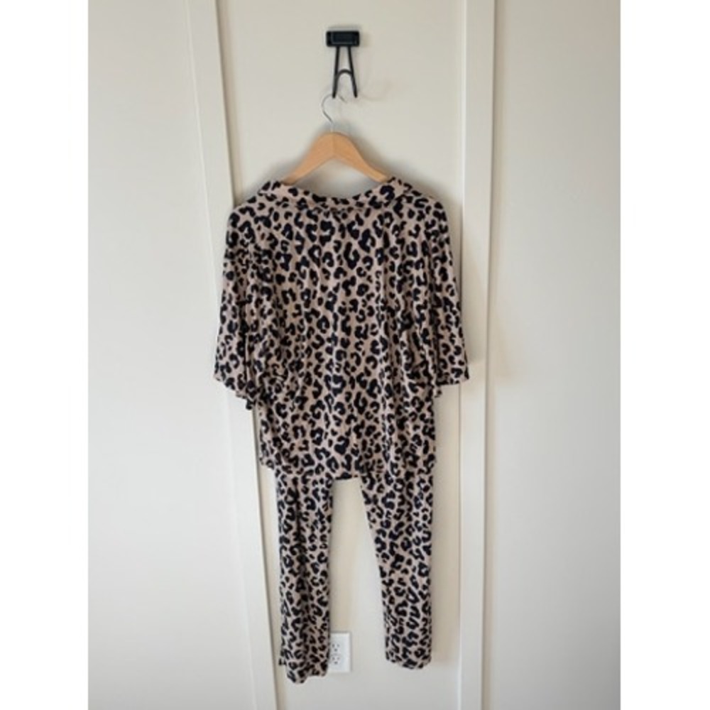 Abound Nordstrom Kayla Animal Leopard Print Lounge Pajama Set Tan Black - Picture 5 of 5